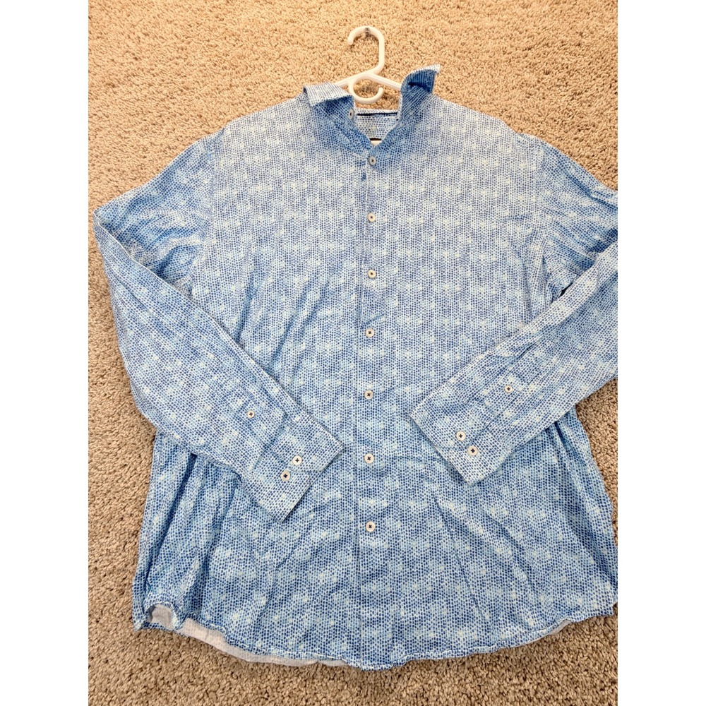 Bugatchi OoohCotton Tech Mens XXL Air‎ Blue 8 Way Stretch Button Down AF9404K60